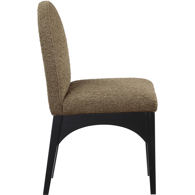Meridian Furniture Waldorf Olive Boucle Fabric Dining Side Chair