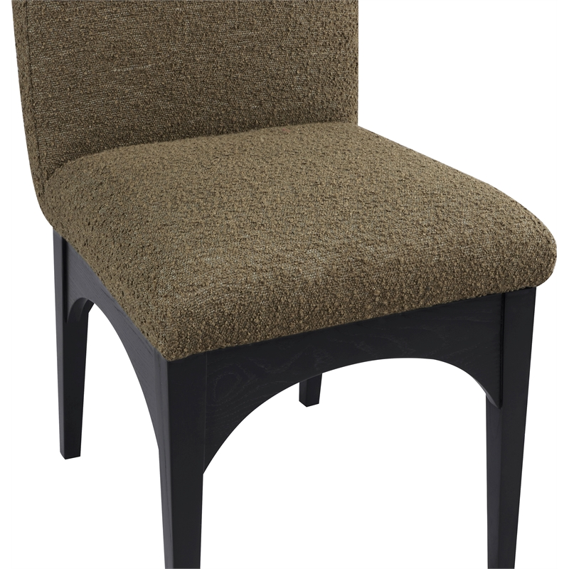 Meridian Furniture Waldorf Olive Boucle Fabric Dining Side Chair