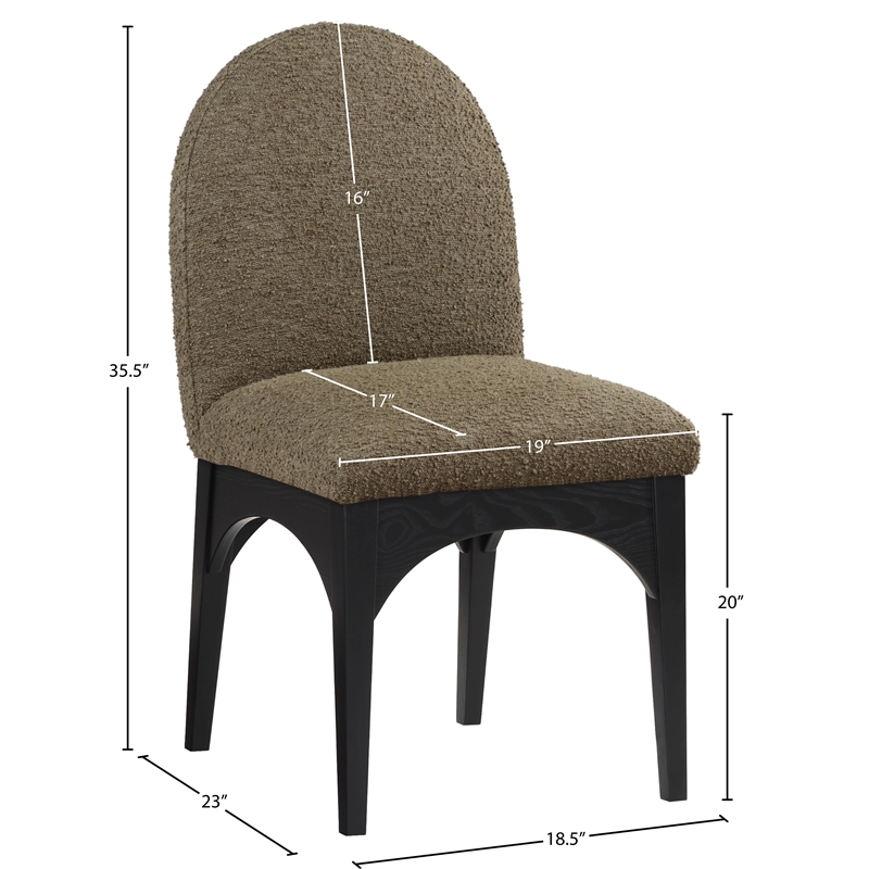 Meridian Furniture Waldorf Olive Boucle Fabric Dining Side Chair