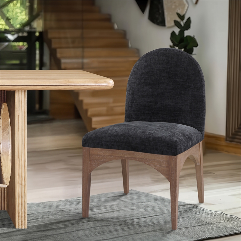 Meridian Furniture Waldorf Black Chenille Fabric Dining Side Chair