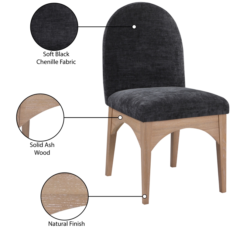 Meridian Furniture Waldorf Black Chenille Fabric Dining Side Chair