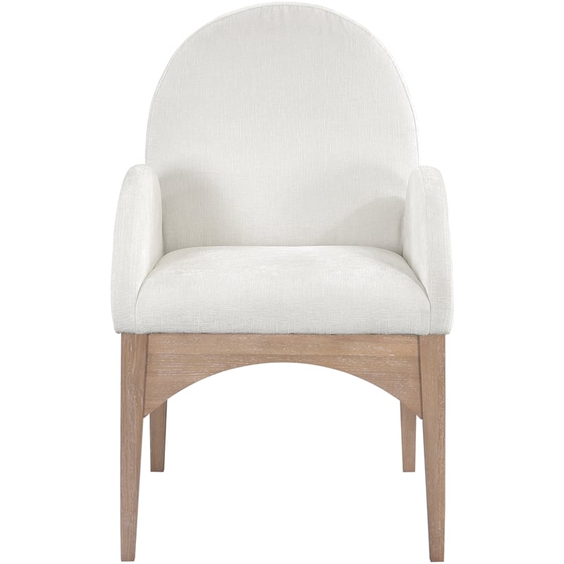 Meridian Furniture Waldorf Cream Chenille Fabric Dining Arm Chair