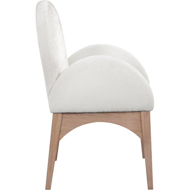 Meridian Furniture Waldorf Cream Chenille Fabric Dining Arm Chair