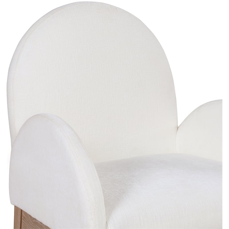 Meridian Furniture Waldorf Cream Chenille Fabric Dining Arm Chair