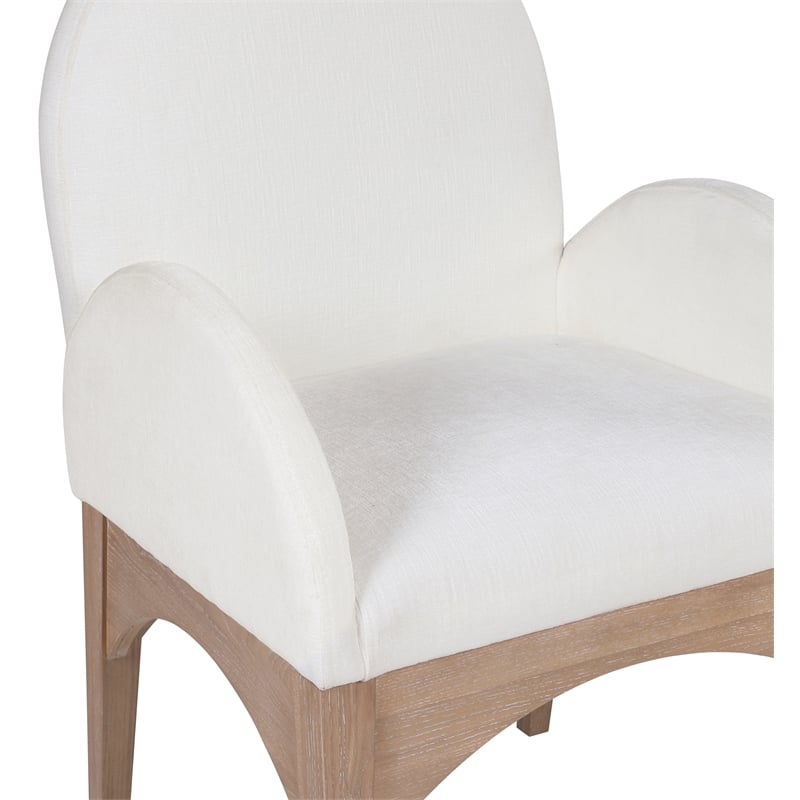 Meridian Furniture Waldorf Cream Chenille Fabric Dining Arm Chair