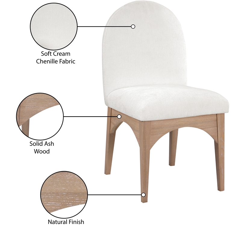Meridian Furniture Waldorf Cream Chenille Fabric Dining Side Chair