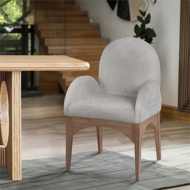 Meridian Furniture Waldorf Grey Chenille Fabric Dining Arm Chair
