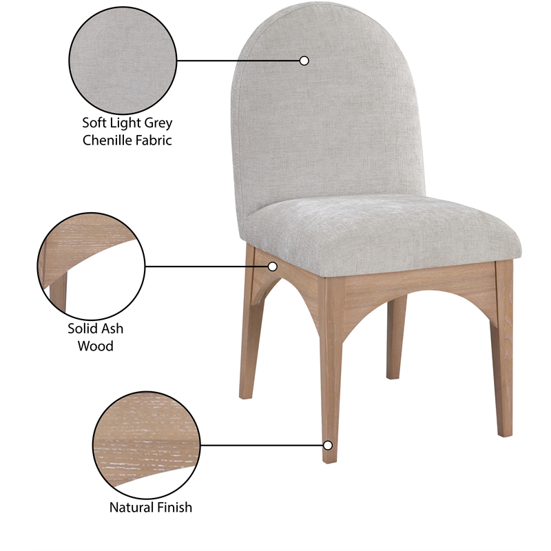 Meridian Furniture Waldorf Grey Chenille Fabric Dining Side Chair