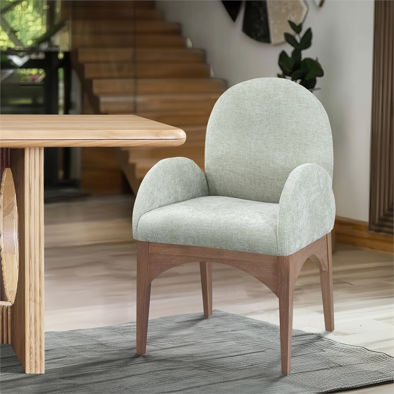 Meridian Furniture Waldorf Mint Chenille Fabric Dining Arm Chair