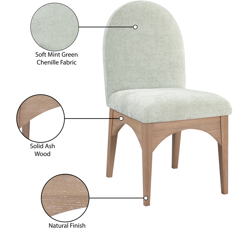 Meridian Furniture Waldorf Mint Chenille Fabric Dining Side Chair