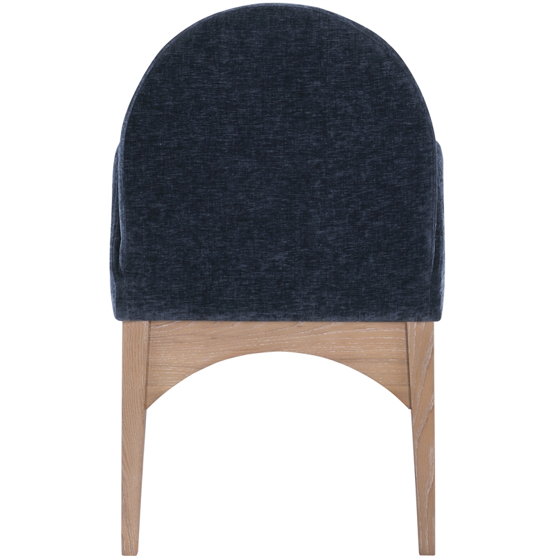 Meridian Furniture Waldorf Navy Chenille Fabric Dining Arm Chair