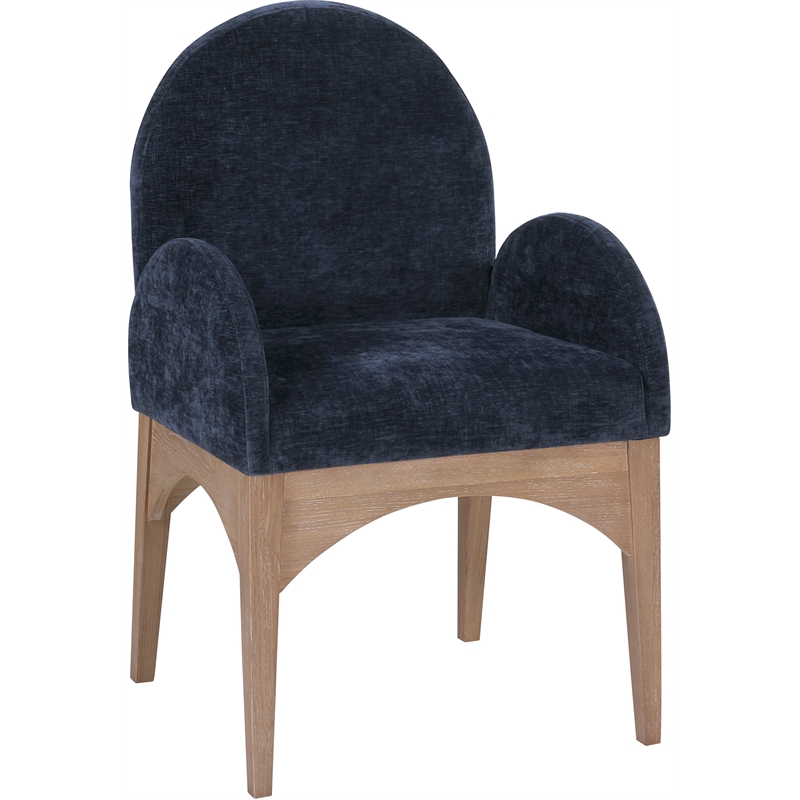 Meridian Furniture Waldorf Navy Chenille Fabric Dining Arm Chair