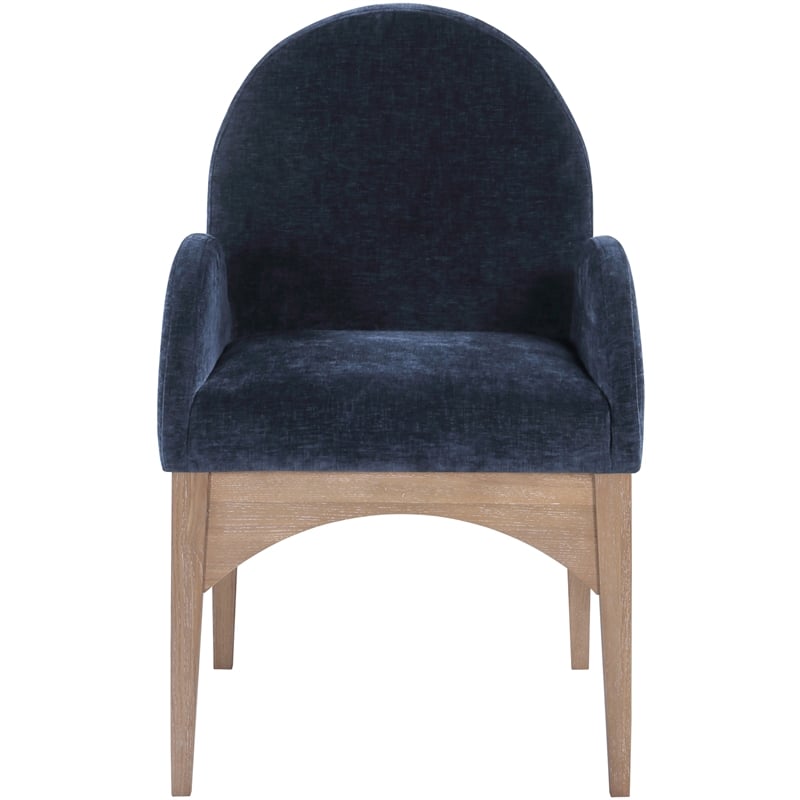 Meridian Furniture Waldorf Navy Chenille Fabric Dining Arm Chair