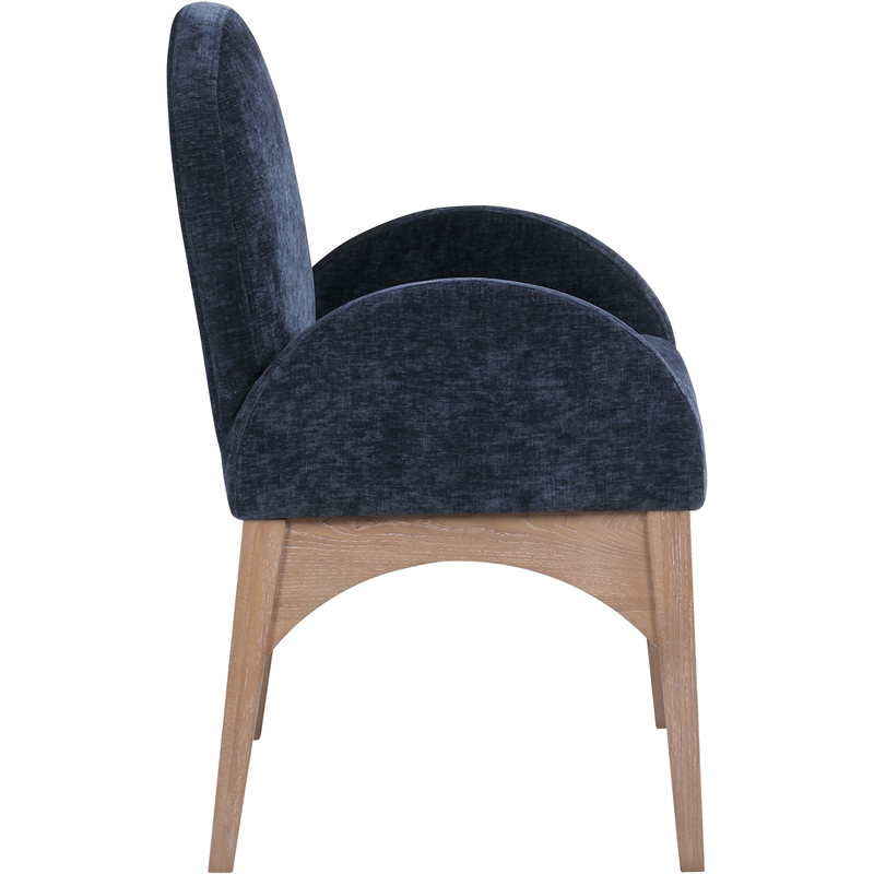 Meridian Furniture Waldorf Navy Chenille Fabric Dining Arm Chair