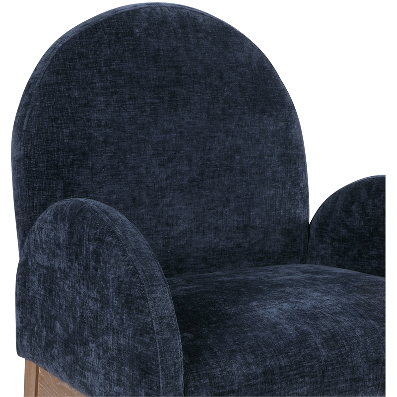 Meridian Furniture Waldorf Navy Chenille Fabric Dining Arm Chair