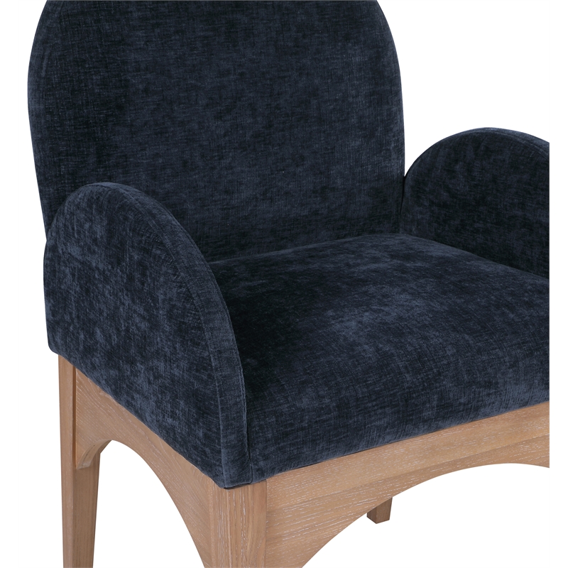 Meridian Furniture Waldorf Navy Chenille Fabric Dining Arm Chair