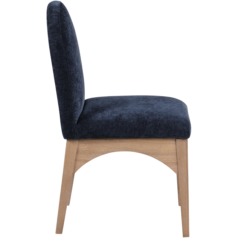 Meridian Furniture Waldorf Navy Chenille Fabric Dining Side Chair