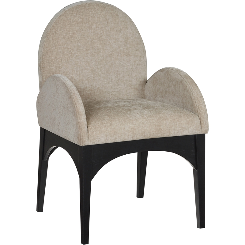 Meridian Furniture Waldorf Beige Chenille Fabric Dining Arm Chair