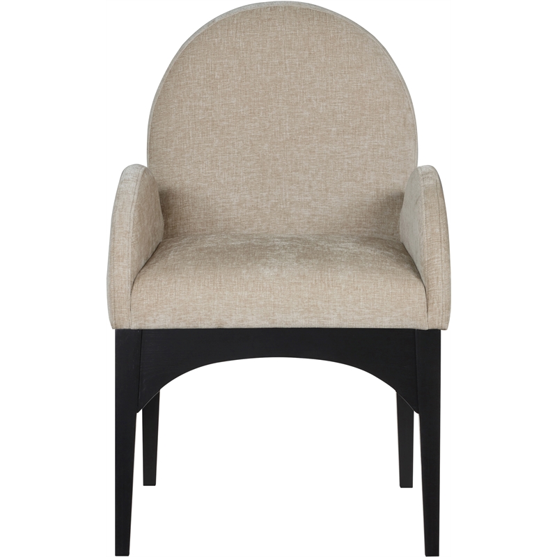Meridian Furniture Waldorf Beige Chenille Fabric Dining Arm Chair