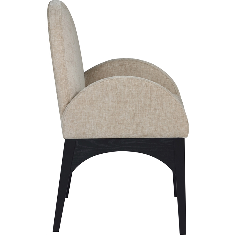 Meridian Furniture Waldorf Beige Chenille Fabric Dining Arm Chair