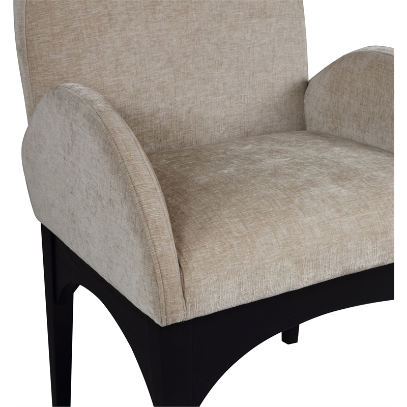 Meridian Furniture Waldorf Beige Chenille Fabric Dining Arm Chair