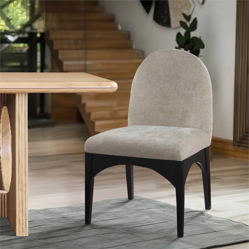 Meridian Furniture Waldorf Beige Chenille Fabric Dining Side Chair
