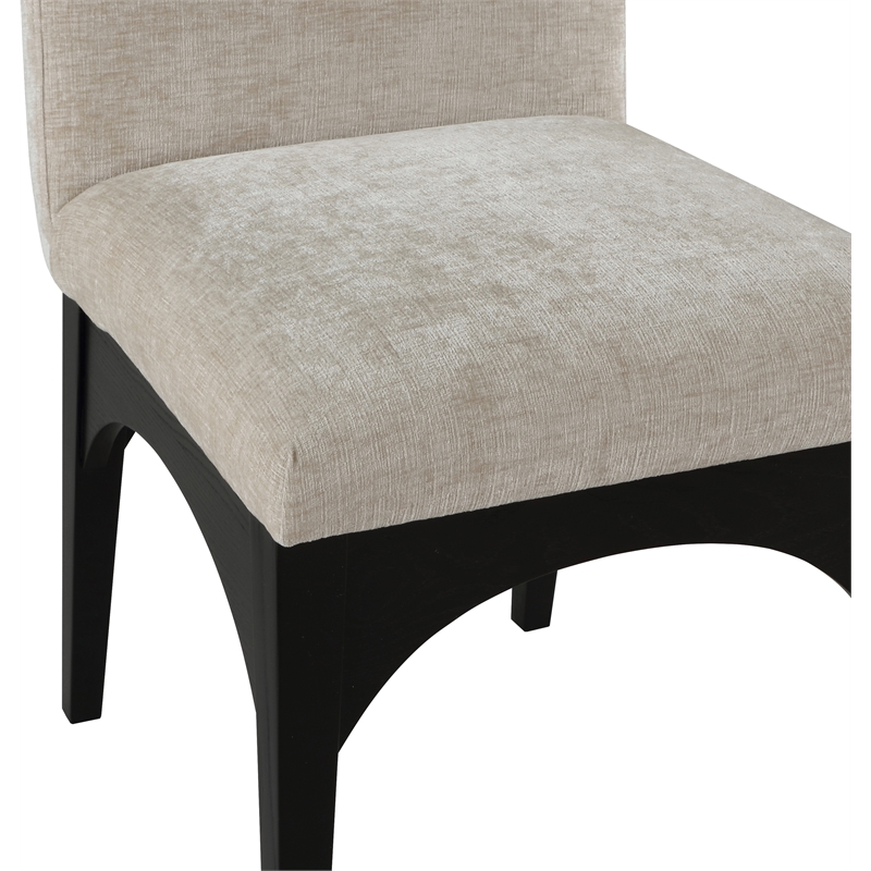 Meridian Furniture Waldorf Beige Chenille Fabric Dining Side Chair
