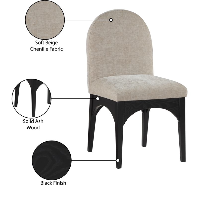 Meridian Furniture Waldorf Beige Chenille Fabric Dining Side Chair