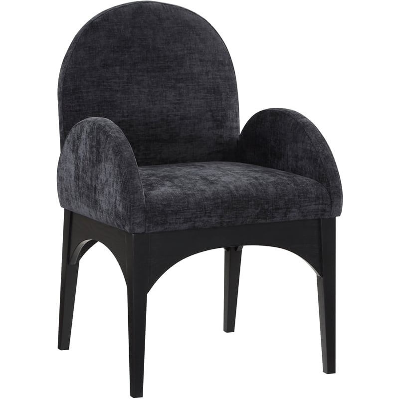 Meridian Furniture Waldorf Black Chenille Fabric Dining Arm Chair