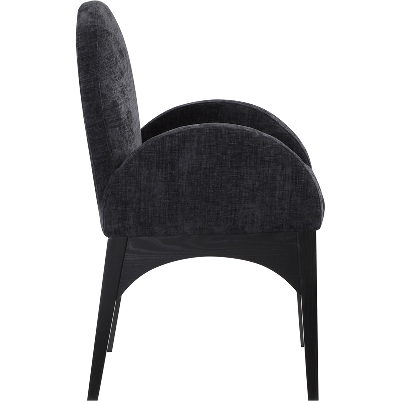 Meridian Furniture Waldorf Black Chenille Fabric Dining Arm Chair
