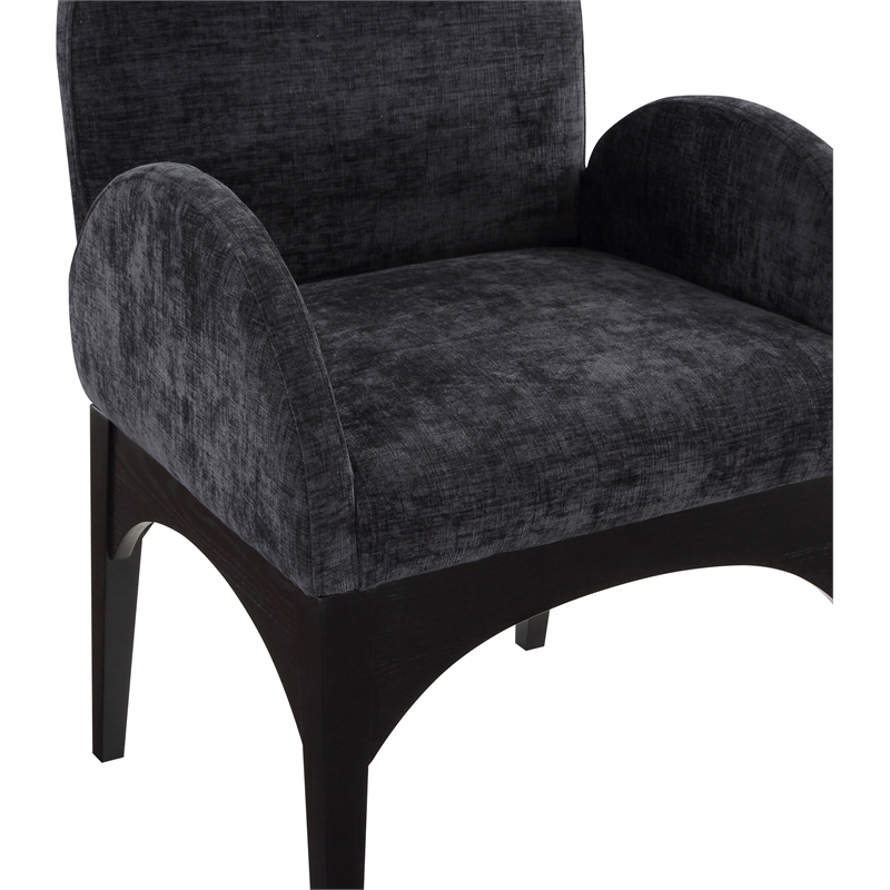 Meridian Furniture Waldorf Black Chenille Fabric Dining Arm Chair