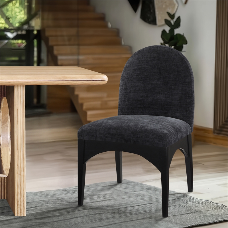 Meridian Furniture Waldorf Black Chenille Fabric Dining Side Chair