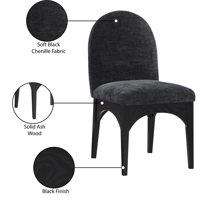 Meridian Furniture Waldorf Black Chenille Fabric Dining Side Chair