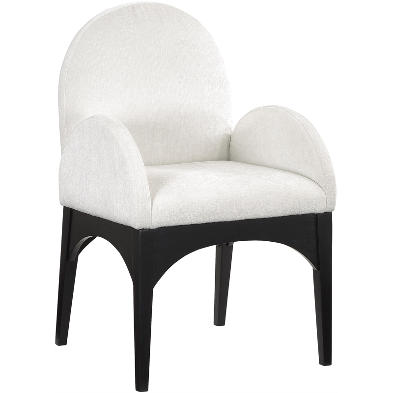 Meridian Furniture Waldorf Cream Chenille Fabric Dining Arm Chair
