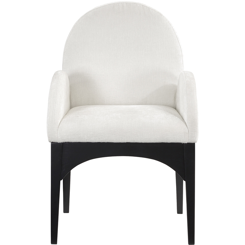 Meridian Furniture Waldorf Cream Chenille Fabric Dining Arm Chair