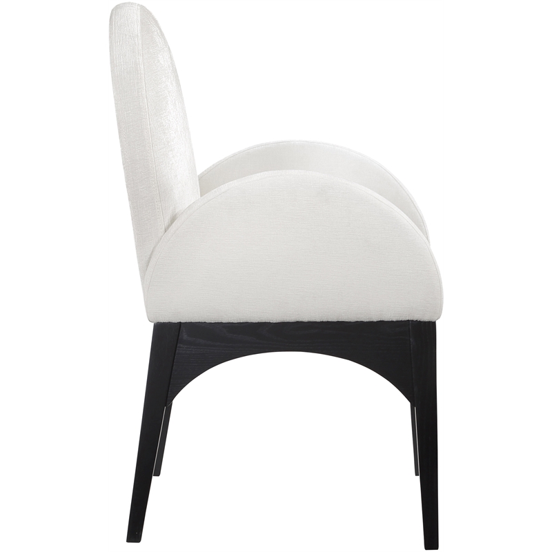 Meridian Furniture Waldorf Cream Chenille Fabric Dining Arm Chair