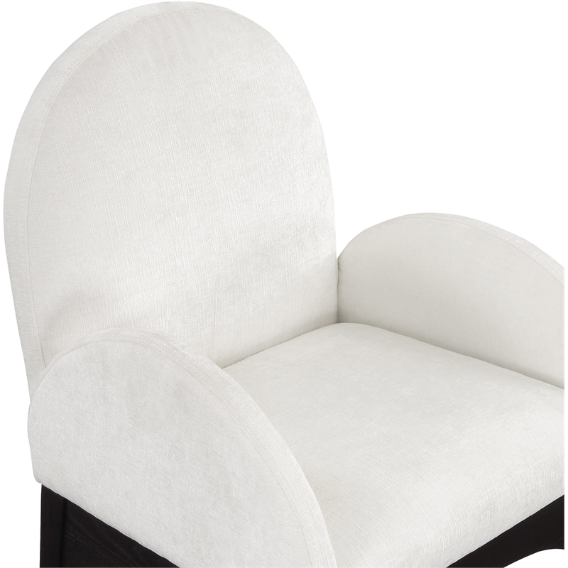 Meridian Furniture Waldorf Cream Chenille Fabric Dining Arm Chair