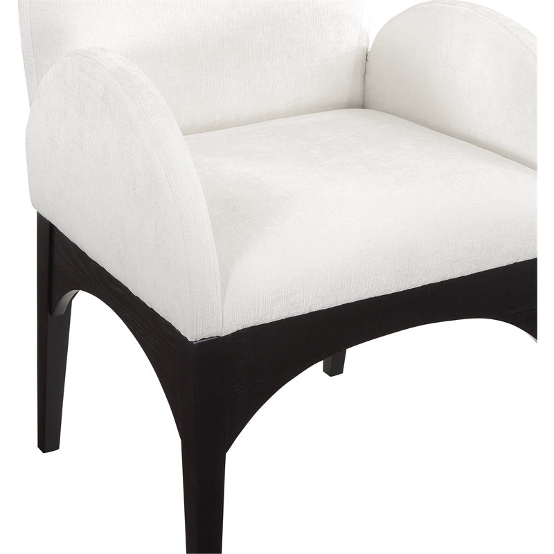 Meridian Furniture Waldorf Cream Chenille Fabric Dining Arm Chair
