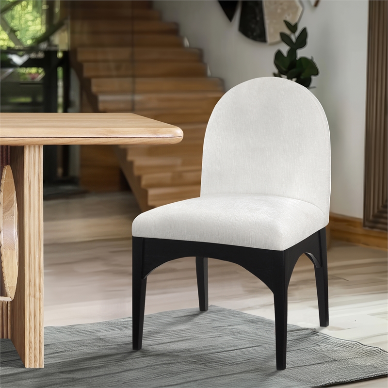 Meridian Furniture Waldorf Cream Chenille Fabric Dining Side Chair