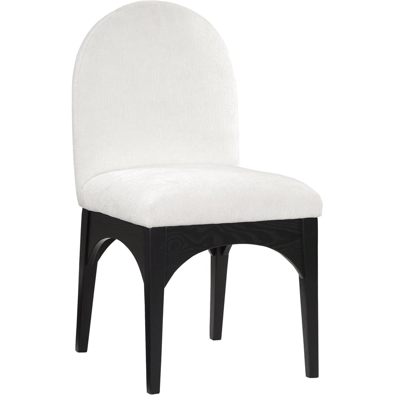 Meridian Furniture Waldorf Cream Chenille Fabric Dining Side Chair