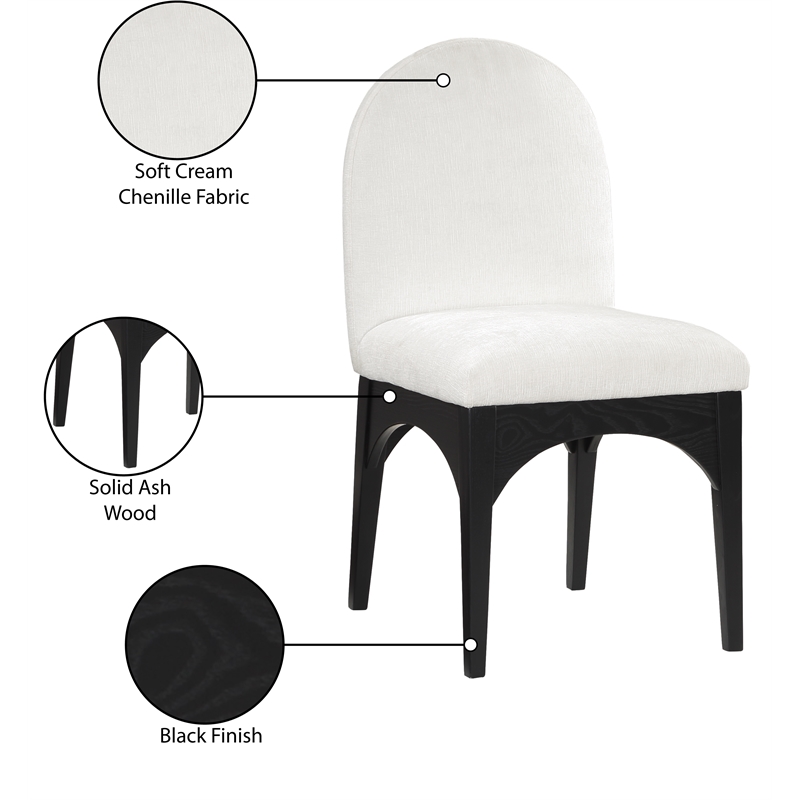 Meridian Furniture Waldorf Cream Chenille Fabric Dining Side Chair