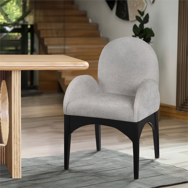 Meridian Furniture Waldorf Grey Chenille Fabric Dining Arm Chair