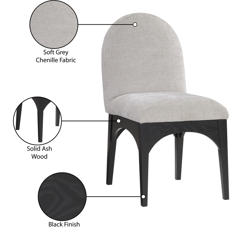 Meridian Furniture Waldorf Grey Chenille Fabric Dining Side Chair