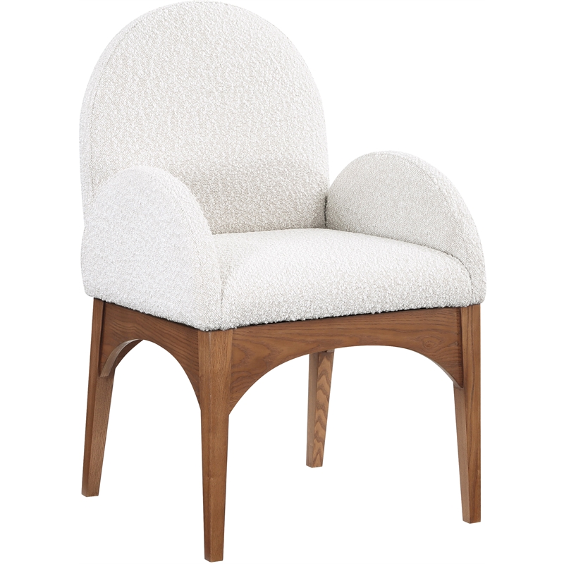 Meridian Furniture Waldorf Cream Boucle Fabric Dining Arm Chair