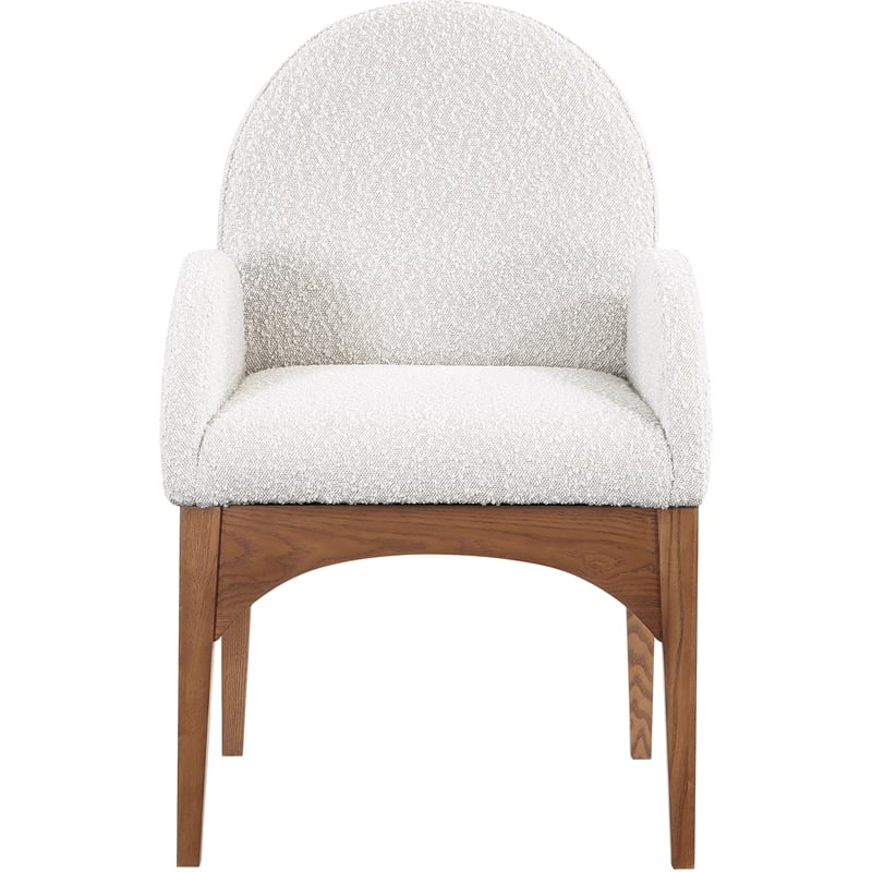 Meridian Furniture Waldorf Cream Boucle Fabric Dining Arm Chair