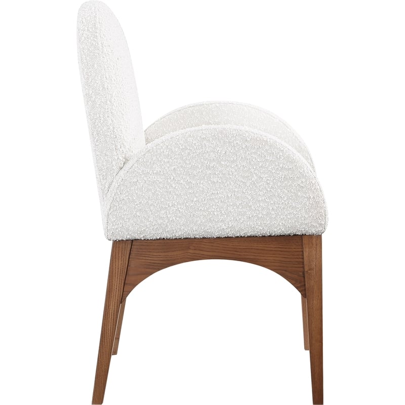 Meridian Furniture Waldorf Cream Boucle Fabric Dining Arm Chair