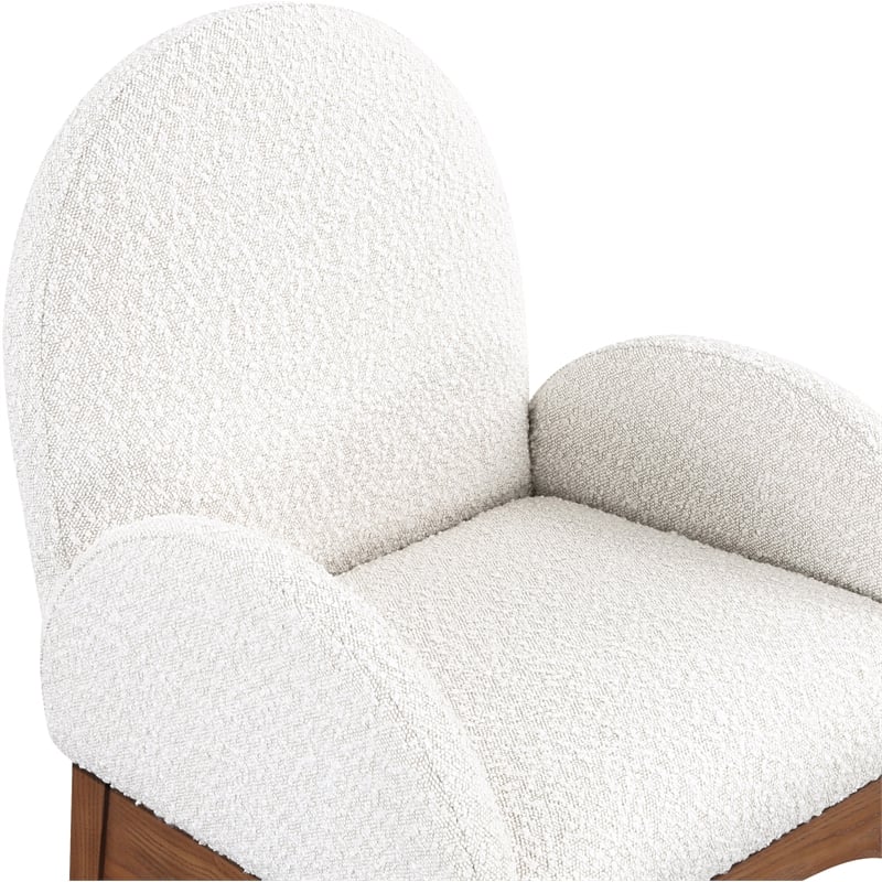 Meridian Furniture Waldorf Cream Boucle Fabric Dining Arm Chair