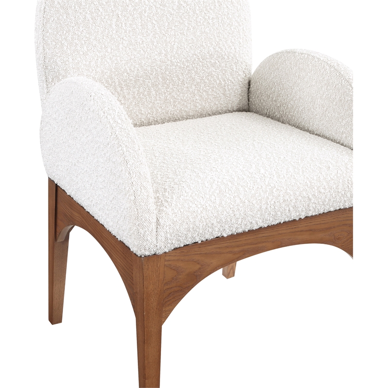 Meridian Furniture Waldorf Cream Boucle Fabric Dining Arm Chair