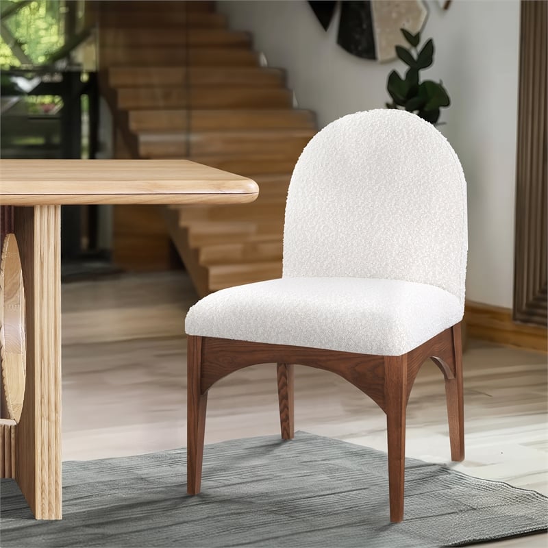 Meridian Furniture Waldorf Cream Boucle Fabric Dining Side Chair
