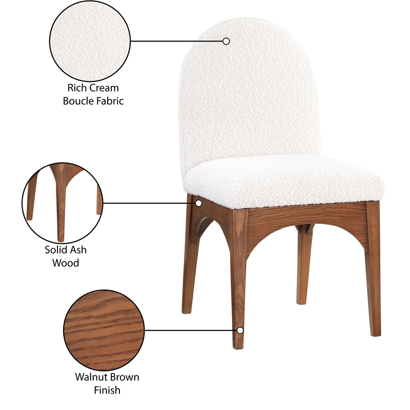 Meridian Furniture Waldorf Cream Boucle Fabric Dining Side Chair